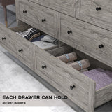 GlouMod LED Dresser with Charging Station, 7 Drawer Dressers & Chest of Drawers, Wooden Chest of Drawers for Bedroom, Closet Dresser Organizer, TV Stand, Rustic Grey GlouMod