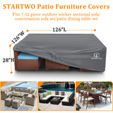 STARTWO Patio Furniture Covers Waterproof Outdoor Lawn Furniture Set Cover for 7-12 Piece Sectional Sofa, Conversation Set Garden Dining Tables Chairs,Grey STARTWO