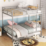 Harper & Bright Designs Full Over Full Metal Bunk Bed with Trundle, Ladder & High Guardrail, Able to Split, Noise Free, Heavy-Duty Steel Loft Bed Frame with Safety Rail for Bedroom, Dorm (Silver) Harper & Bright Designs