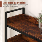 5-Tier Corner Bookshelf, L-Shaped Reversible Bookshelf, 65" Industrial Wooden Bookcase with Open Shelves, Metal Frame Shelf with Adjustable Feet, Corner Storage Rack for Home Office, Rustic Brown GarveeLife