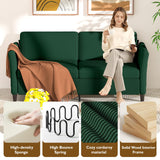 Valthie 60.6" Small Corduroy Loveseat Sofa, Mid-Century Modern 2-Seater Couch with Side Pockets for Small Spaces, Green– Perfect for Living Room, Bedroom, Office & Apartment Valthie