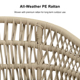 PURPLE LEAF 9 Pieces Outdoor Dining Set All-Weather PE Rattan Outdoor Patio Furniture Set with All Aluminum Frame Rectangular Table and Chairs Set for Lawn Garden Backyard Deck, Champagne PURPLE LEAF