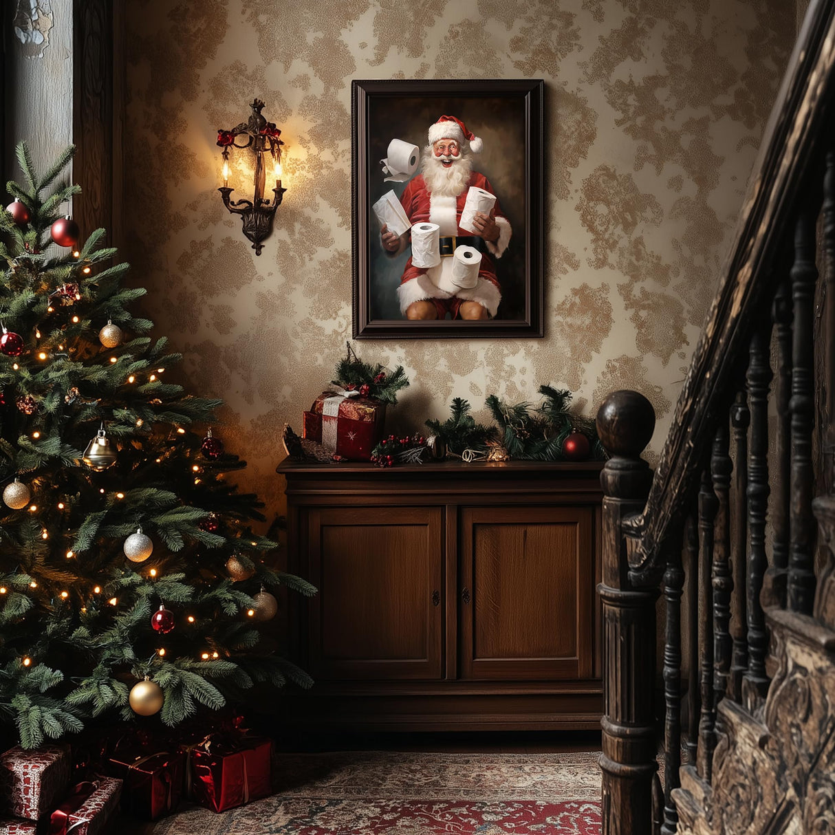 zhuoyaju Funny Bathroom Wall Art Diamond Painting Kits for Adults, 5D Christmas Santa Diamond Art Kits for Beginner, DIY Full Round Drill Diamond Dots Gem Painting Kit for Home Wall Decor 12x16 Inch zhuoyaju