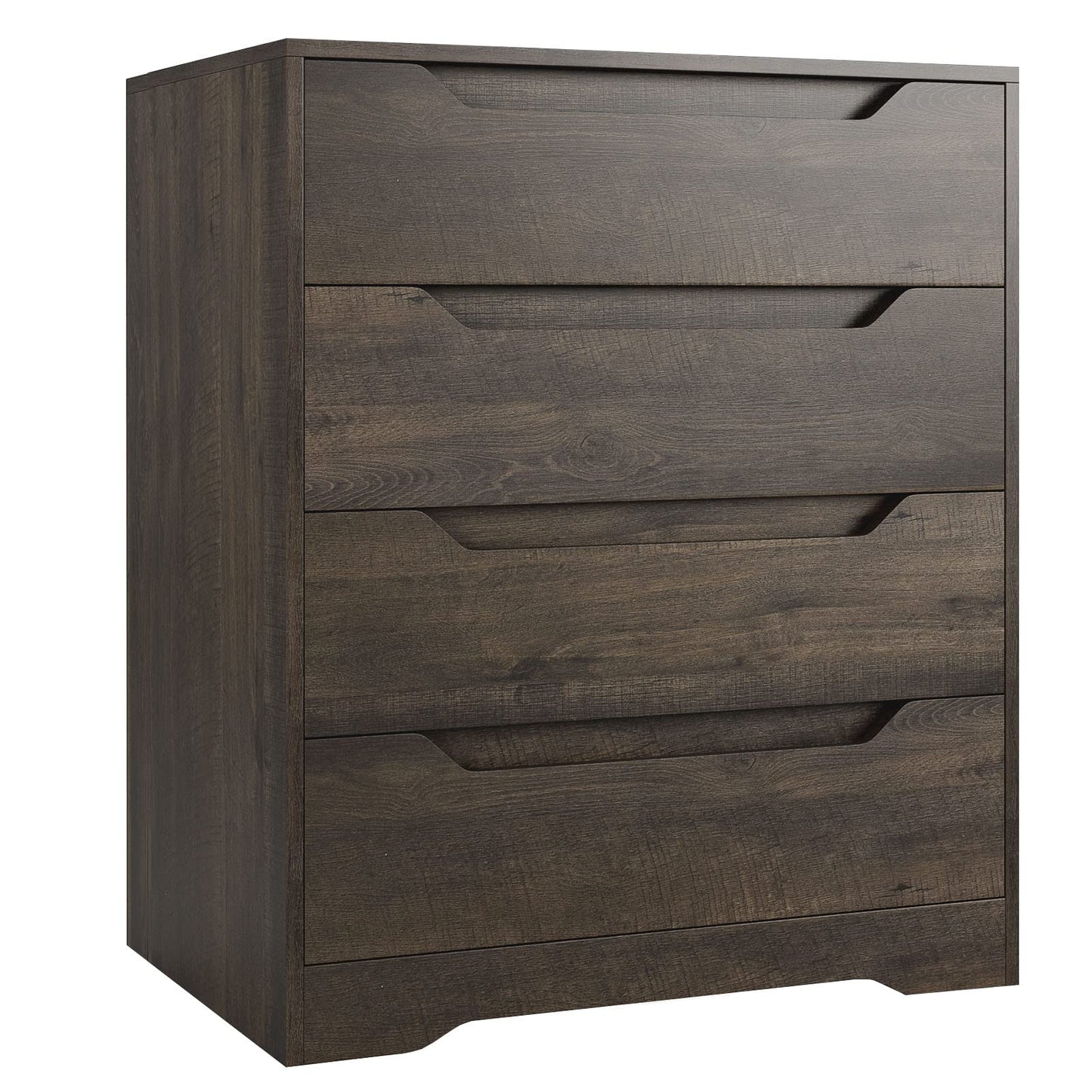 HOSTACK 4 Drawer Dresser with Cut-Out Handles, Accent Cabinet for Living Room, Entryway and Hallway, Dark Brown - WoodArtSupply