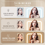 Furmax Vanity Desk with Mirror and LED Lights, Makeup Vanity Table with 3 Lighting Color, Adjustable Brightness, Vanity Table with 2 Drawers, Side Storage, for Bedroom (White, with Bench) Furmax