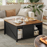 VENDORZ 31" Lift Top Coffee Table with Storage, Black Coffee Table with Lifting Top for Living Room, Farmhouse Coffee Table with Large Hidden Storage Compartment, Living Room Wood Rustic Table VENDORZ