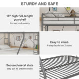 DHP Dusty Metal Bunk Bed with Secured Ladders, Twin/Full, Silver DHP