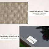 Outsunny 3-Piece Outdoor Gliders Set Bistro Set with Steel Frame, Tempered Glass Top Table for Patio, Garden, Backyard, Lawn, Gray Outsunny