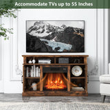 SIMOE Fireplace TV Stand for 55 TV, 48 Inch Tv Stand with 18 Inch Electric Fireplace Heater, Mondern Tv Console w/Cabinets & Doors, 6H Timer & Remote Control for Living Room, Home SIMOE