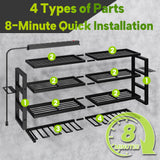 Large Power Tool Organizer Wall Mount with Charging Station, 8 Outlet Power Strip, 4 Layers 8 Drill Holder Heavy Duty Metal Tool Storage Loads 420lbs with Screwdriver Holder, Utility Racks for Garage CFMASTER