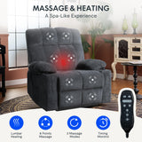 FLEXISPOT XL5 Dual OKIN Motor Power Lift Recliner Chair for Elderly, Lay Flat Electric Recliner with Massage & Heat, USB Ports, Fabric Reclining Sofa for Living Room Bedroom, Grey FLEXISPOT