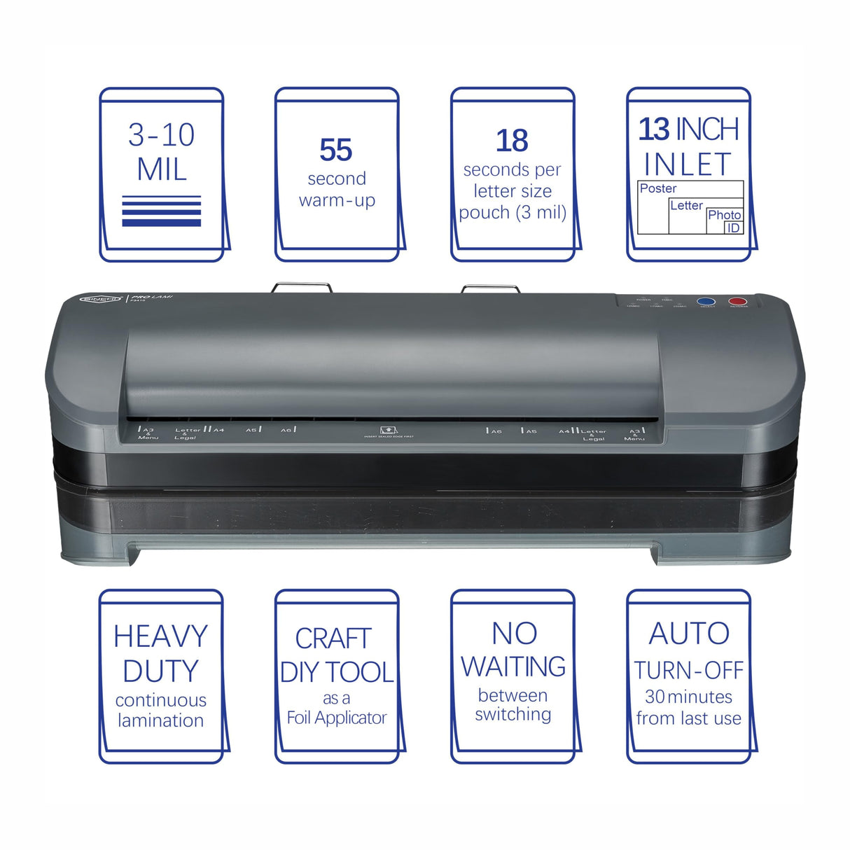 SINCHI 3-10 mil, 4-Roller Commercial Laminating Machine with Laminating Sheets, 55-Second Warm-up, 40 Inches/Minute, 13-Inch Thermal Laminator Machine for Office, School, Home SINCHI