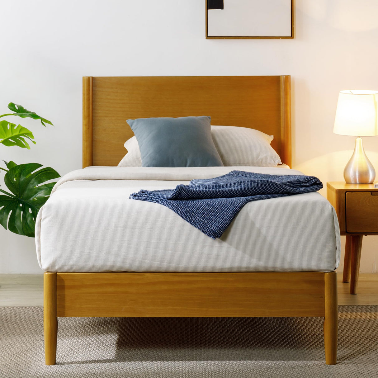 ZINUS Allen Mid Century Wood Platform Bed Frame, Solid Wood Foundation, Wood Slat Support, No Box Spring Needed, Easy Assembly, Twin Zinus