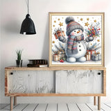Winter Snowman Star Diamond Art Painting Kits for Adults, Christmas Diamond Painting Kits for Adults Beginners, 5D DIY Full Drill Diamond Dot Gem Art Kits for Adult, Home Wall Decor 13.8x13.8 Inch AWLNKMC