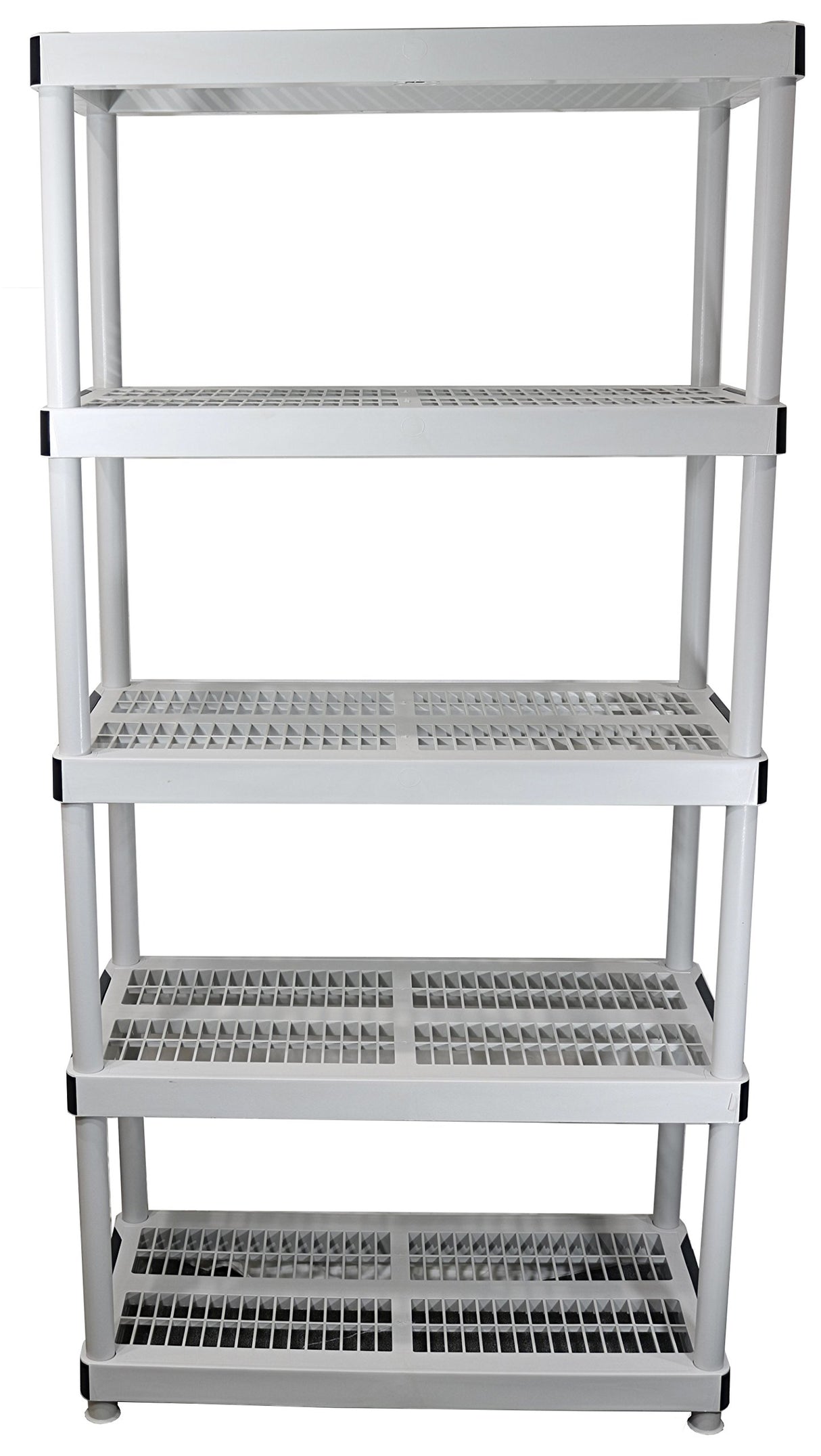 HDX 36” x 72” 5-Tiered Ventilated Plastic Storage Shelving Unit w/ Raised Feet and Tool-Free Assembly Hardware & Outdoor