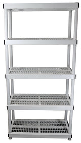 HDX 36” x 72” 5-Tiered Ventilated Plastic Storage Shelving Unit w/ Raised Feet and Tool-Free Assembly Hardware & Outdoor