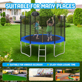 Livavege Trampolines 10FT Trampoline with Safety Enclosure Net & Ladder, Outdoor Trampoline for Kids and Adults with Heavy Duty Jumping Mat and Spring Cover Padding, 400LBS, ASTM Approved Livavege