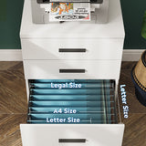 DEVAISE 3 Drawer File Cabinet for Home Office, Wood Under Desk Filing Cabinet, Rolling Printer Stand with Wheels, White DEVAISE