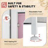 DWVO 10 Drawer Dresser - Fabric Storage Tower, Tall Chest Organizer Unit, Living Room, Hallway, Closets - Sturdy Steel Frame, Wooden Top & Easy Pull Fabric Bins, Pink DWVO