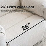 Oversized Power Recliner Chair Swivel Glider with Adjustable Headrest, Swivel Rocking Recliner Chair for Adults, 26" Extra Wide Glider Nursery Chair with Overstuffed Armrest, USB Ports, White RUTOX