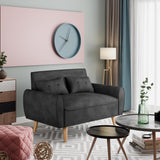 Vongrasig 47" Small Modern Loveseat Sofa, Mid Century Linen Fabric 2-Seat Sofa Couch Tufted Love Seat with Back Cushions and Tapered Legs for Living Room, Bedroom and Small Space (Black) Vongrasig