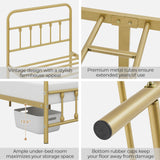 Yaheetech Classic Metal Platform Bed Frame Mattress Foundation with Victorian Style Iron-Art Headboard/Footboard/Under Bed Storage/No Box Spring Needed/Twin Size Antique Gold Yaheetech