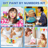 6 Pack Framed Paint by Numbers Kit for Adults - with Wooden Easel, Landscape Paint by Numbers Kit for Adults Framed, DIY Famous Landmarks Paint by Numbers with Frame for Home Wall Decor 8x12 Inch askkqtx