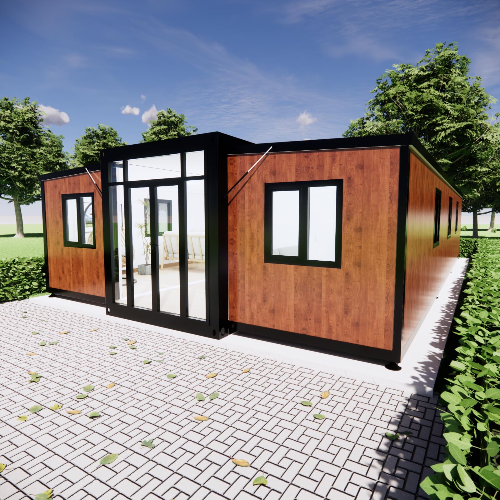 Portable Prefab House to Live in,40FT Foldable Tiny Container House with 3 Bedroom,1 Bathroom,1 Kitchen and Living Room,Prefabricated House for Adults Living,Expandable Mobile Home with Steel - WoodArtSupply