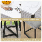 Sesslife 5-Piece Dining Table Set for 4, Modern Faux 47.24" Marble Kitchen Table with 4 Velvet Chairs, Stylish Small Dining Table Set for Apartments & Small Spaces Sesslife