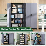 Letaya Metal Garage Storage Cabinets with Lock Door and Adjustable Shelves, Steel Tool Cabinets for Home,Office,Warehouse Organisieren (Black Grey, 75" H) Letaya