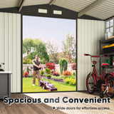 Quictent Heavy Duty 8X6 FT Outdoor Metal Storage Shed, Lockable Tool Shelter Waterproof Shed for Garden, Backyard, Lawn and Patio Scene with Combination Lock, Brown(8.2X5.8 FT Base, No Floor) Quictent