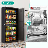 Metal Storage Cabinet with Doors and Shelves,Metal Pantry Cabinet,Black Craft Storage Cabinet,Ventilated Pantry Storage Cabinet,Large Tall Closet Cupboard for Home,Kitchen,Dining/Living/Laundry Room SISESOL