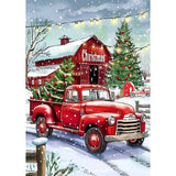 SENQAO Red Truck Diamond Art Kits for Adult, Christmas Diamond Painting Kits for Beginners, DIY Full Drill Winter Holdiay Rhinestone Diamond Dots Gem Painting Art Craft Home Decor 12 x16 Inch SENQAO