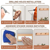 evory 2 Pack Coat Rack Wall Mount, 17 Inch Coat Hooks for Hanging, Wooden Wall Hooks Rack Coat Hanger for Purse Clothes Jacket Backpack in Entryway Mudroom Bathroom Kitchen, Beech Wood evory