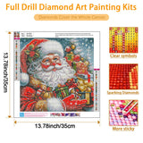 USZDL Winter Christmas Diamond Art Kits for Adults,Santa Claus DIY 5D Diamond Painting Kits for Beginners,Round Full Drill Diamond Dots with Diamond Gem Art & Crafts for Adults Home Decor 13.8x13.8 in USZDL