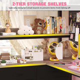 BYSAUD Loft Bed Twin Size with L Shaped Desk and Storage, Metal Bunk Loft Bed Frames with Desk Underneath and LED Lights and Charging Station 5 Drawer 2 Pegboards Clothes Rack, Noise Free, Gray BYSAUD