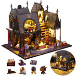 DIY Miniature House Kit, Tiny for Adults to Build, 3D Wooden Puzzles Dollhouse Bookshelf Insert Decor Alley-Creativity Kit with LED Light for Family and Friends (Luna's Magic House) FLYINTOYS