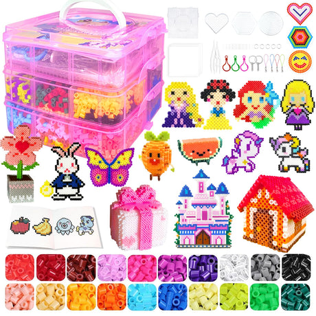 Fuse Beads Kit for Kids - 11000 Fuse Beads, 20 Colors 5mm Beads Craft Set with Storage Box, Pegboards, Ironing Paper and Accessories, Arts and Crafts Set Toys Gifts for Girls & Boys Birthday Christmas AJAZPER