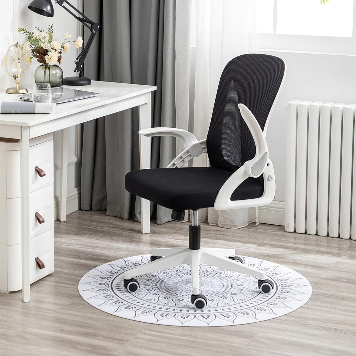 Tervo Model S | Folding Office Chair for Small Spaces | Gaming Chair for Adults & Kids | Ergonomic Mesh Computer Chair for Bedroom | Desk Chair for Home Work | (White & Black) Tervo