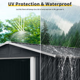 Ball & Cast 8x10 Outdoor Metal Storage Shed with Floor Base and Vents,Galvanized Tool Cabinet w/Sliding Doors & Padlock,Waterproof House Shelter for Backyard Lawn Patio,Garden,Black Ball & Cast