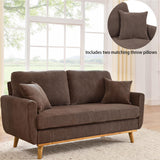 YHUBHSIS 65" Loveseat Sofa Brown Corduroy Couch, Modern 2 Seater Couch, 22.5" Deep Seat Small Couches for Living Room Bedroom Office (Brown) YHUBHSIS