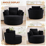 JEEOHEY Swivel Accent Barrel Chair, 42'' W Chenille Upholstered Round Swivel Chair, 360 Degree Modern Oversized Round Armchair, Comfy Single Sofa Chair for Nursery, Living Room, Bedroom(Black) JEEOHEY