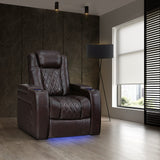 Valencia Tuscany Home Theater Seat - Nappa Leather Power Recliner with Cool Gel Memory Foam, USB-C/A Charging, RGB LED Lights, Adjustable Lumbar & Headrest (Row of 2 Loveseat, Dark Chocolate) VALENCIA THEATER SEATING