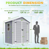 Devoko Outdoor Storage Shed, 6x4 FT Plastic Resin Shed with Floor, Garden Tool Sheds with Lockable Door for Patio Backyard Lawn Pool Devoko