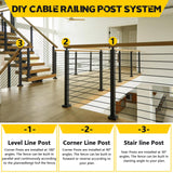 VEVIVOOVY Stainless Steel Cable Railing Post 36"(Post 34"x2"x2"),Level Drilled Railing Post with Adjustable Top Mount Cable Handrail Post,DIY Black Railing Post for Decks,Porchs,Balconies -6Pack VEVIVOOVY