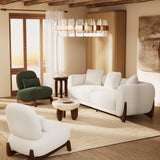 Morden Fort Modern Cloud Couch - 3 Seater Boucle Sofa with Crescent Wood Legs, Ultra-Thick High Resilience Cushion with 3 Matching Pillows Upholyster Comfy Couch Sofa for Living Room - Off White Morden Fort