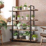 OtterOasis 4-Tier Industrial Bookshelf - Rustic Open Wood Display Shelf for Home & Office OtterOasis