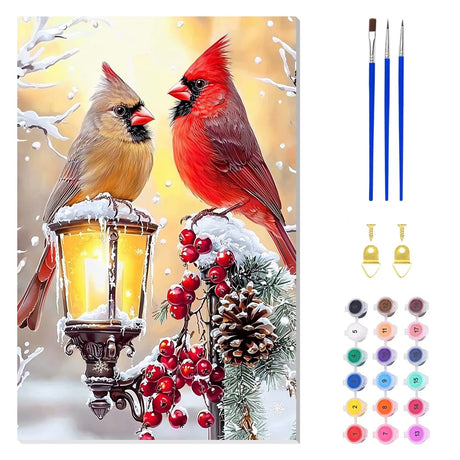 ZENDIYO Christmas Cardinal Paint by Numbers Kits for Adults Beginner on Canvas with Wooden Framed, Easy Adult Paint by Number Kits, DIY Acrylic Color Painting by Number for Home Decor Gift 8x12 Inch ZENDIYO