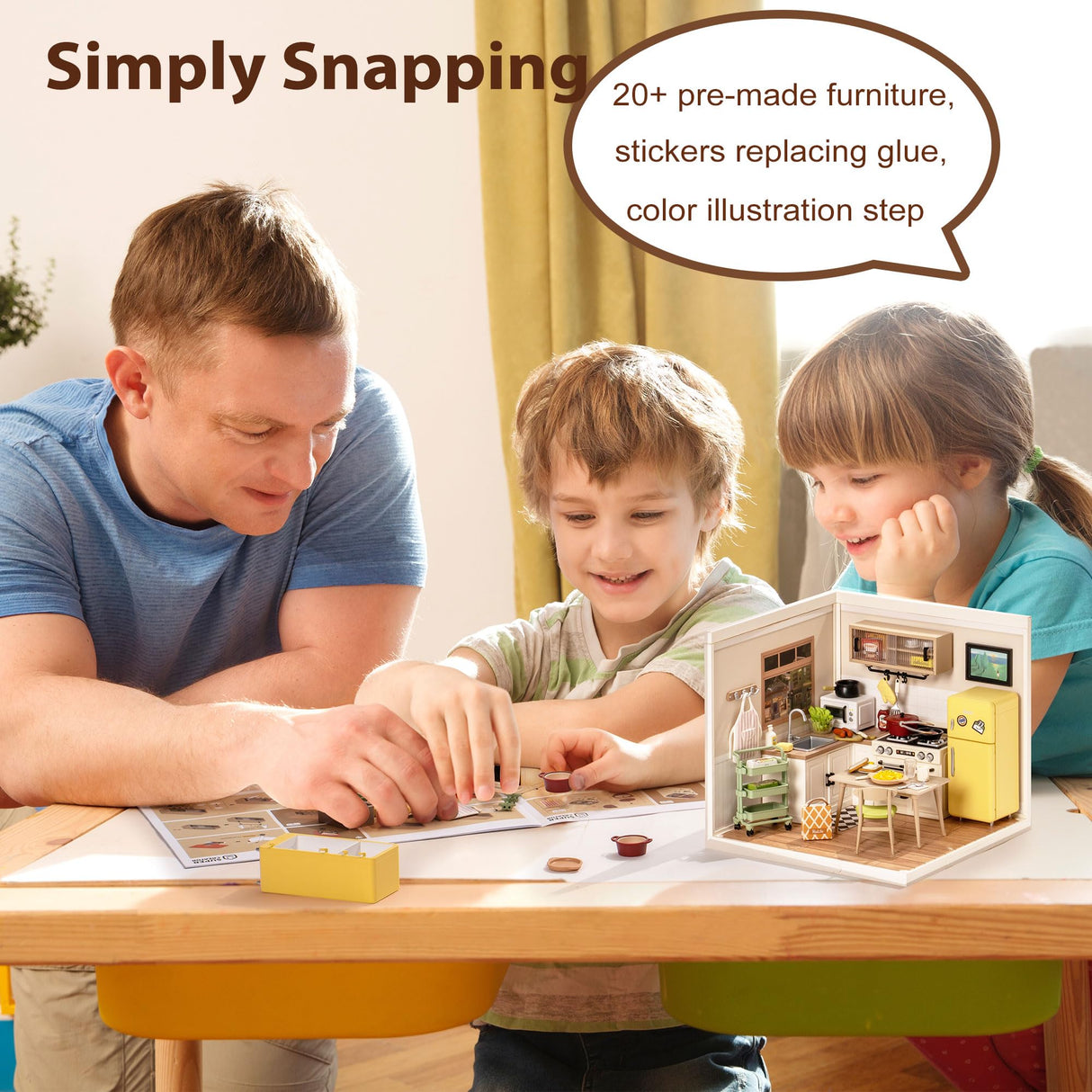 Rolife DIY Miniature Plastic House Building Set Toys Playset with LED Suitable for Mini Figures Construction Toys Diorama Kit Gifts for Teens Adults (Happy Meals Kitchen) Rolife