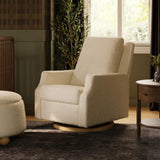 NAMESAKE Crewe Electronic Recliner and Swivel Glider in Ivory Boucle with Light Wood Base, Greenguard Gold & CertiPUR-US Certified NAMESAKE